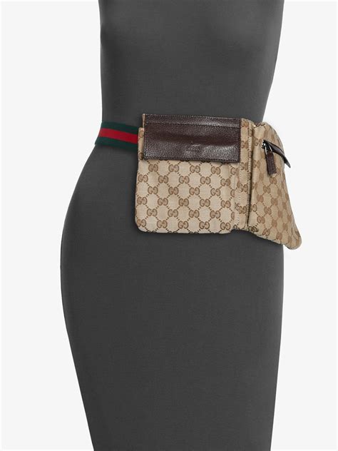 gucci canvas waist pouch|gucci waist bag women's.